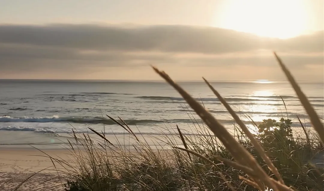 Duna e mar ao pôr do sol na Praia da Vieira